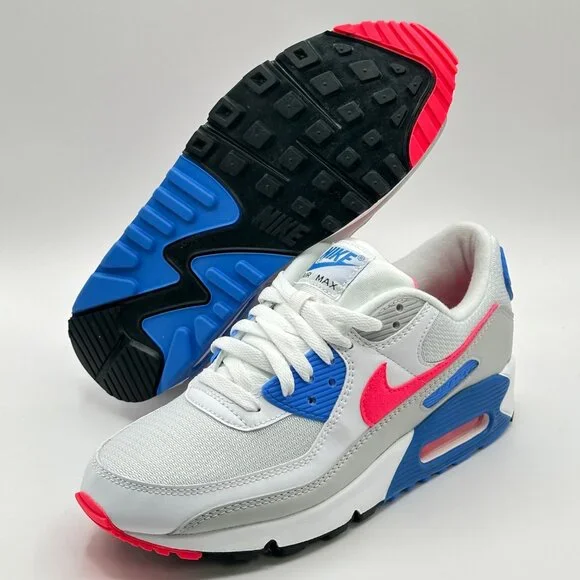 Nike Air Max 90 III Womens Gym Shoes White Red Blue Coral DA8856-100 NEW Size 10 - Picture 6 of 12